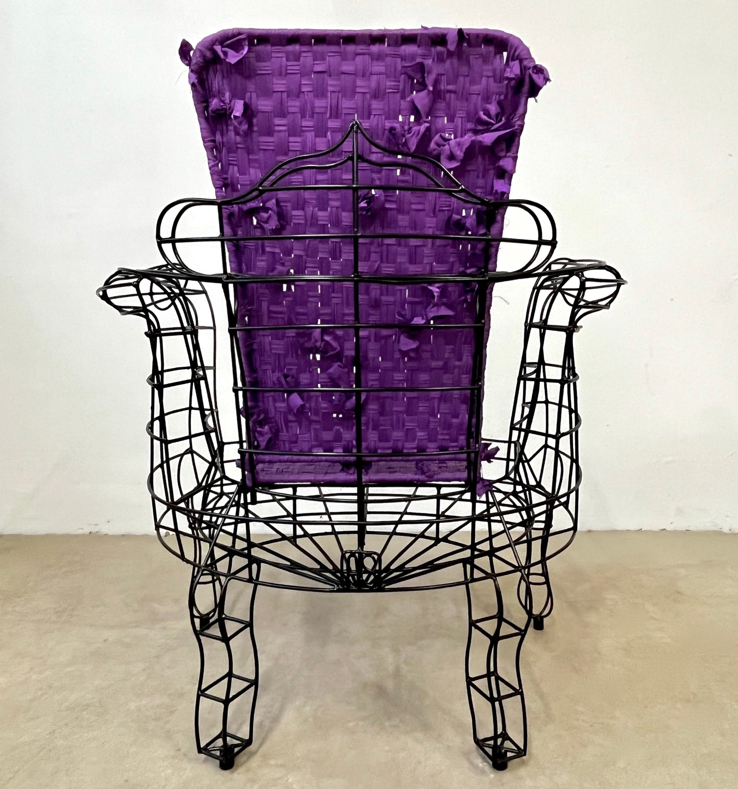 Spazzapan Italian Post-Modern Pop Art Black Metal Armchair And Fabric Seat Cover