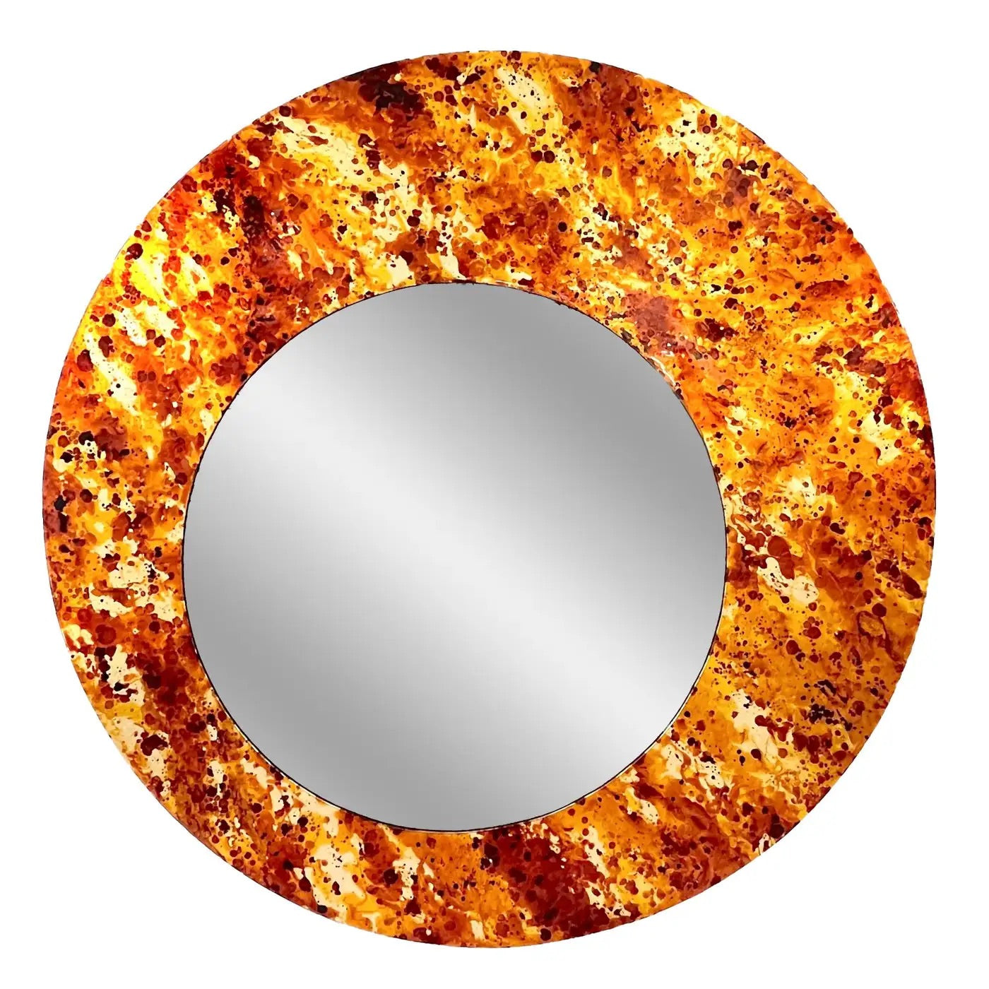 Contemporary Italian Postmodern Orange Copper Enamel Fiber Glass Round Mirror