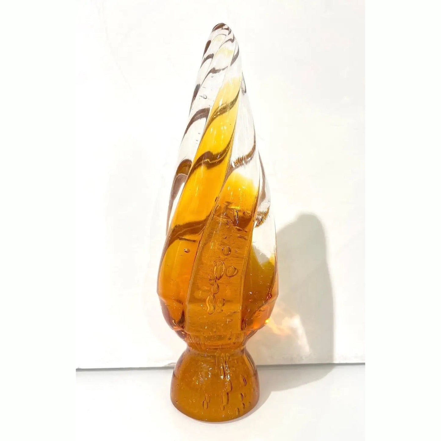 Signed 3 Italian Vintage Gold Amber Red Murano Glass Christmas Tree Sculptures