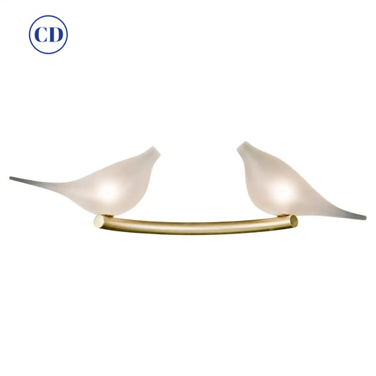 Multiforme for Cosulich Italian Organic Frosted Glass Bird Satin Gold Sconce