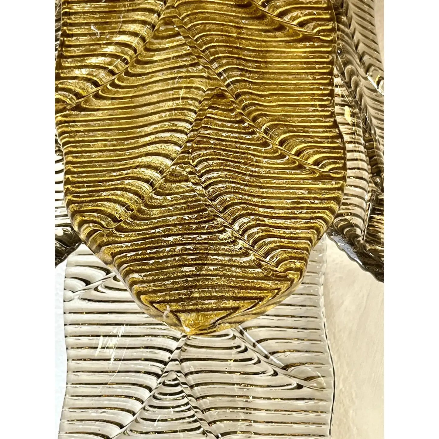 Contemporary Monumental Tall Cascading Smoked Gold Murano Glass Leaf Wall Lights