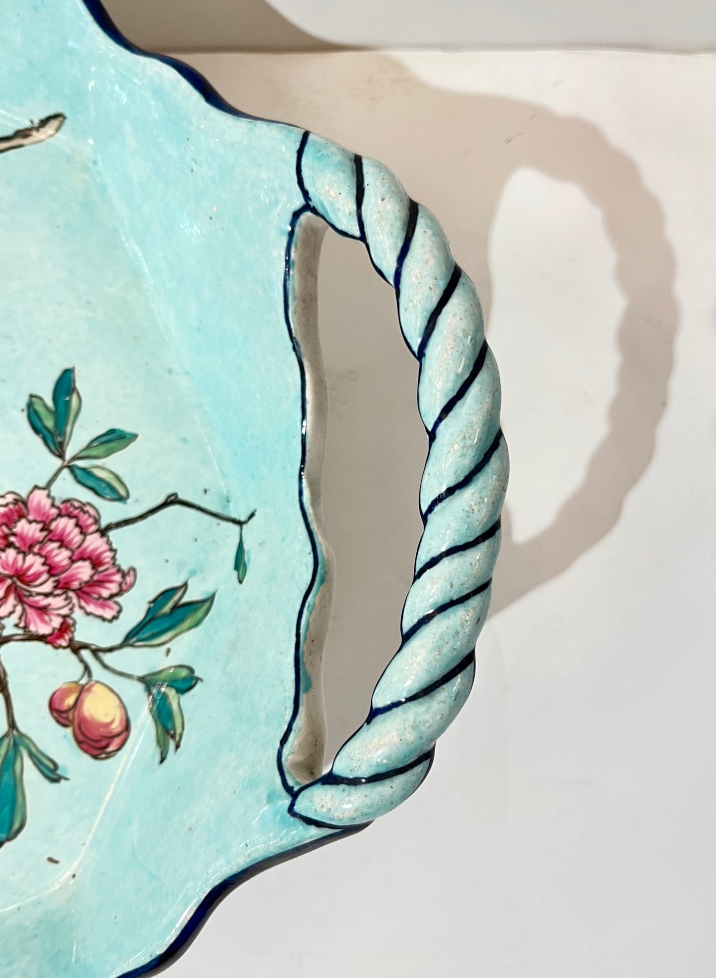 1871 Gien Antique French Asian Japanese Style Flower Decor Centerpiece Plate