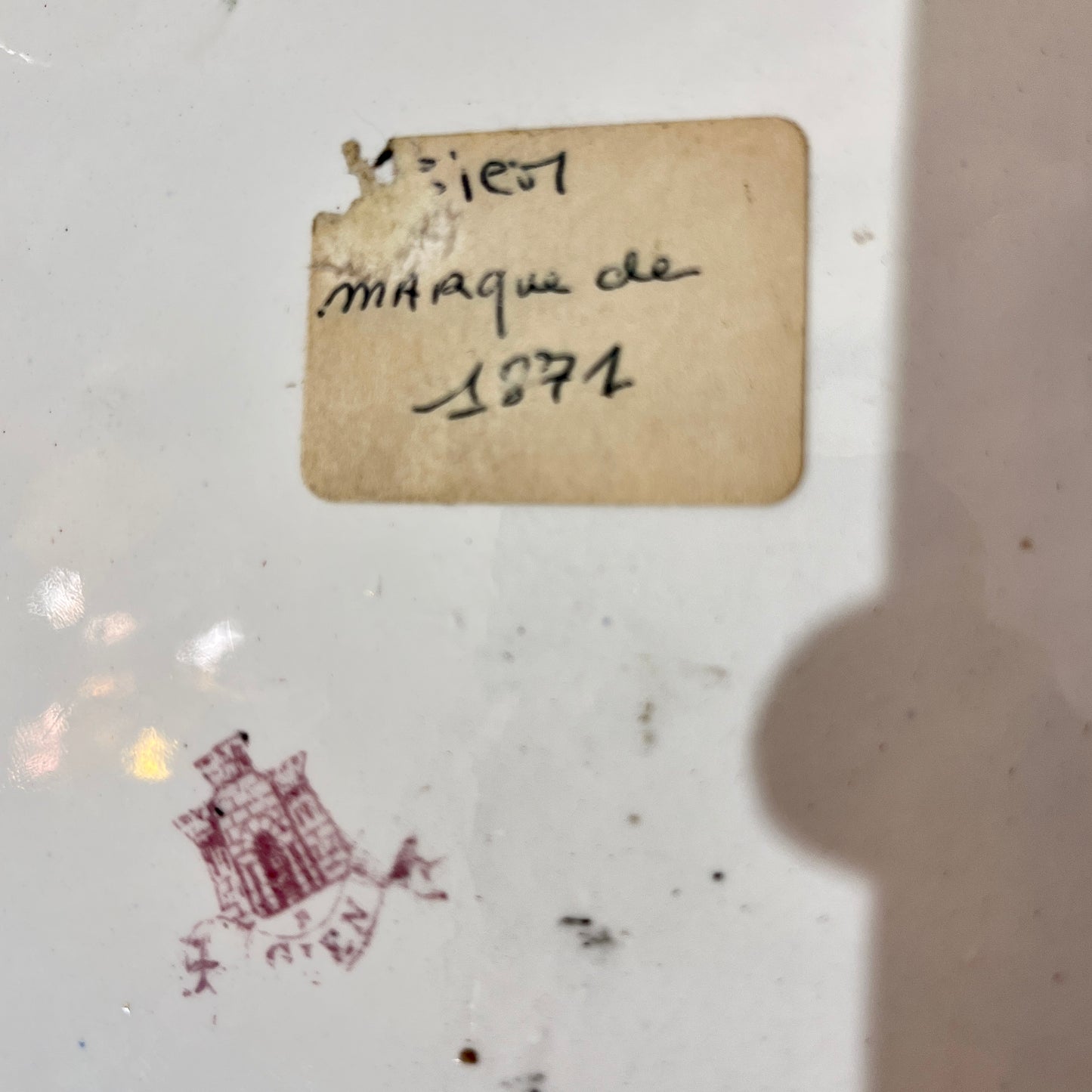 1871 Gien Antique French Asian Japanese Style Flower Decor Centerpiece Plate