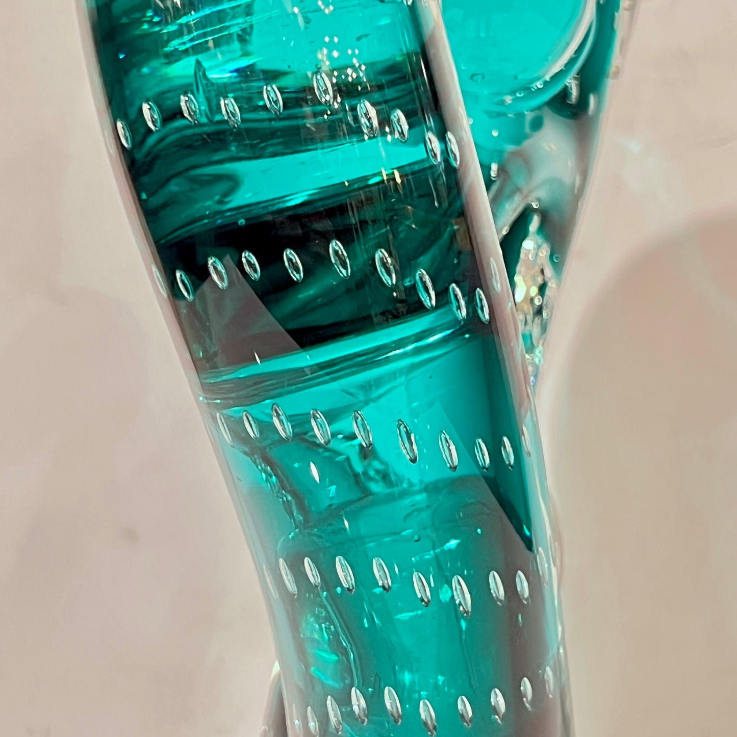 1970s Italian Teal Murano Glass "Embrace" Sculpture Attributed To Livio Seguso