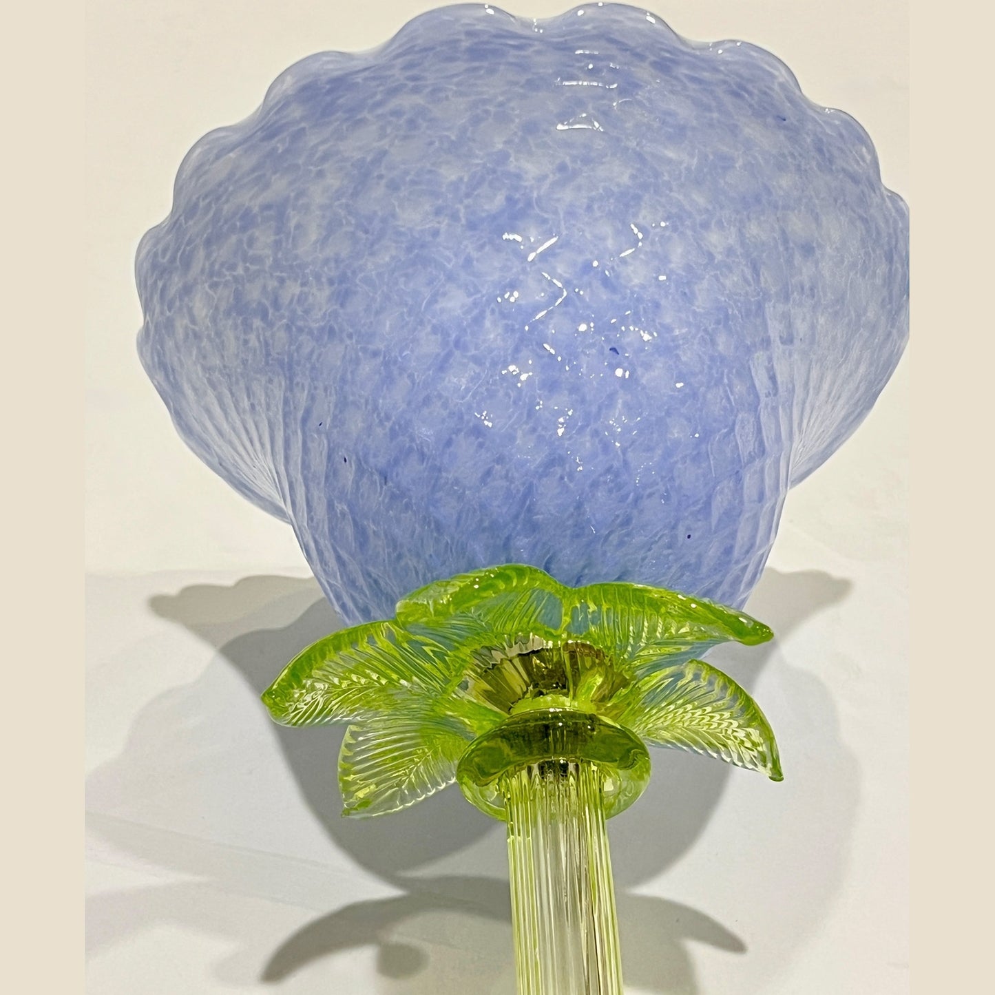 Italian Design Modern Periwinkle Purple Blue Glass Lit Flower Vase/Table Lamp