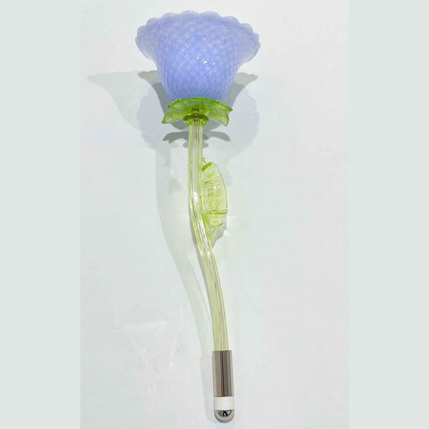 Italian Design Modern Periwinkle Purple Blue Glass Lit Flower Vase/Table Lamp