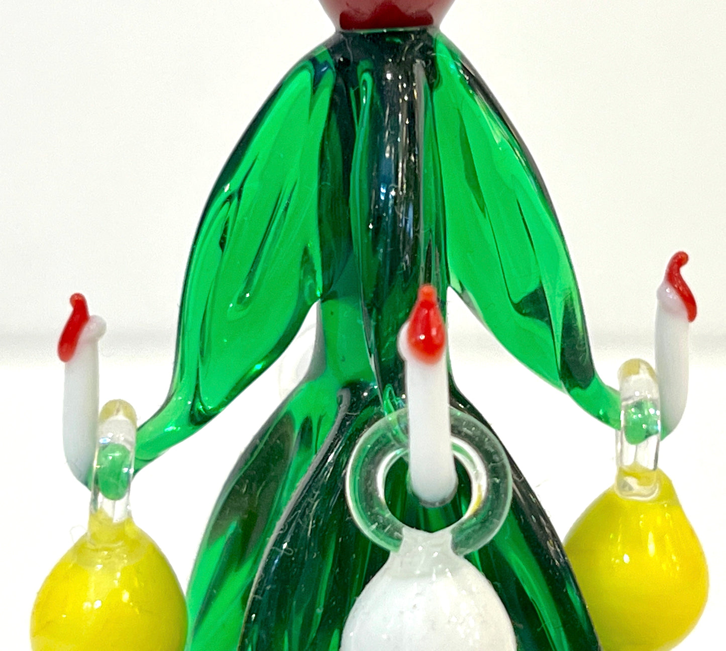 Contemporary Italian Green Murano Glass Christmas Tree Sculpture with ornaments