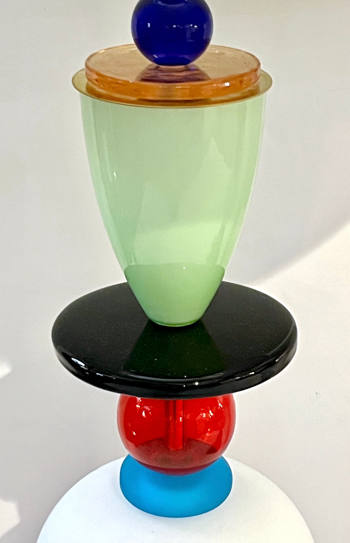 Postmodern Italian Memphis Design Green Blue White Red Black Murano Glass Lamps