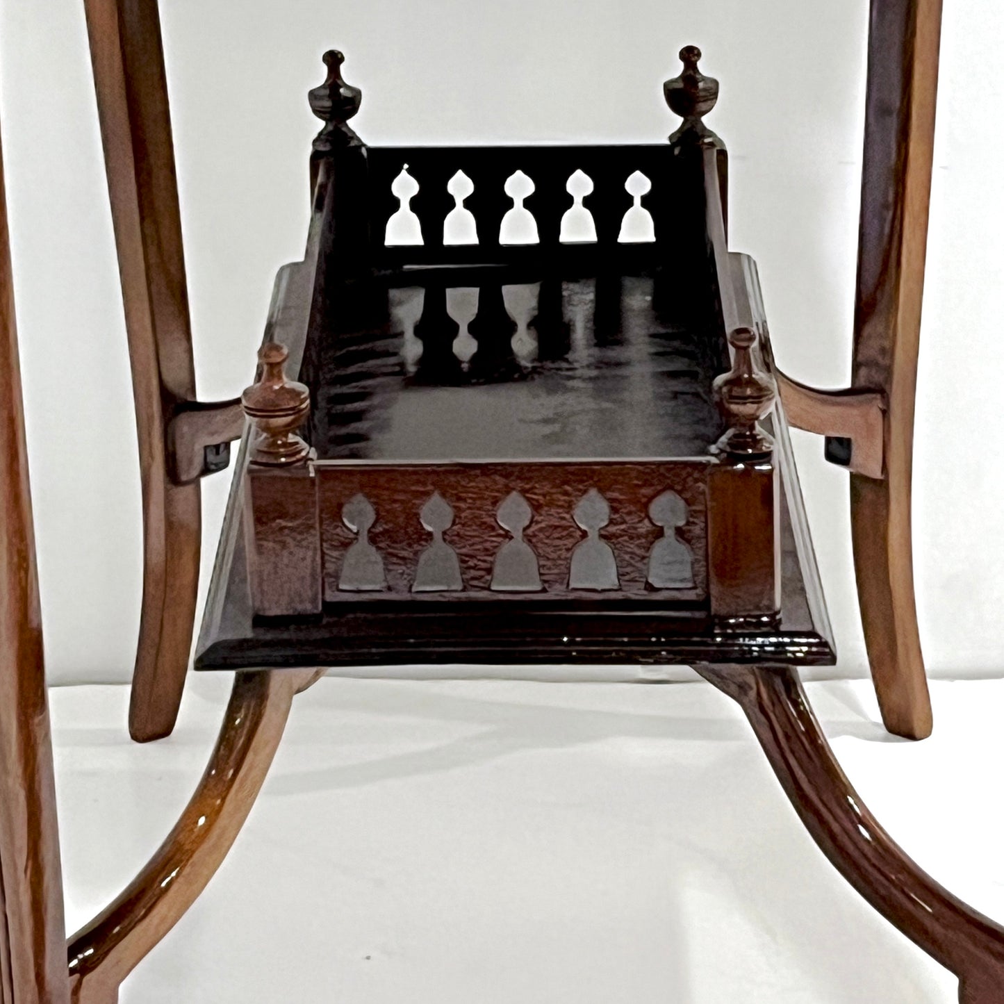 Edwardian Antique English Mahogany Two-Tier Side Table Glass Top Gallery Shelf