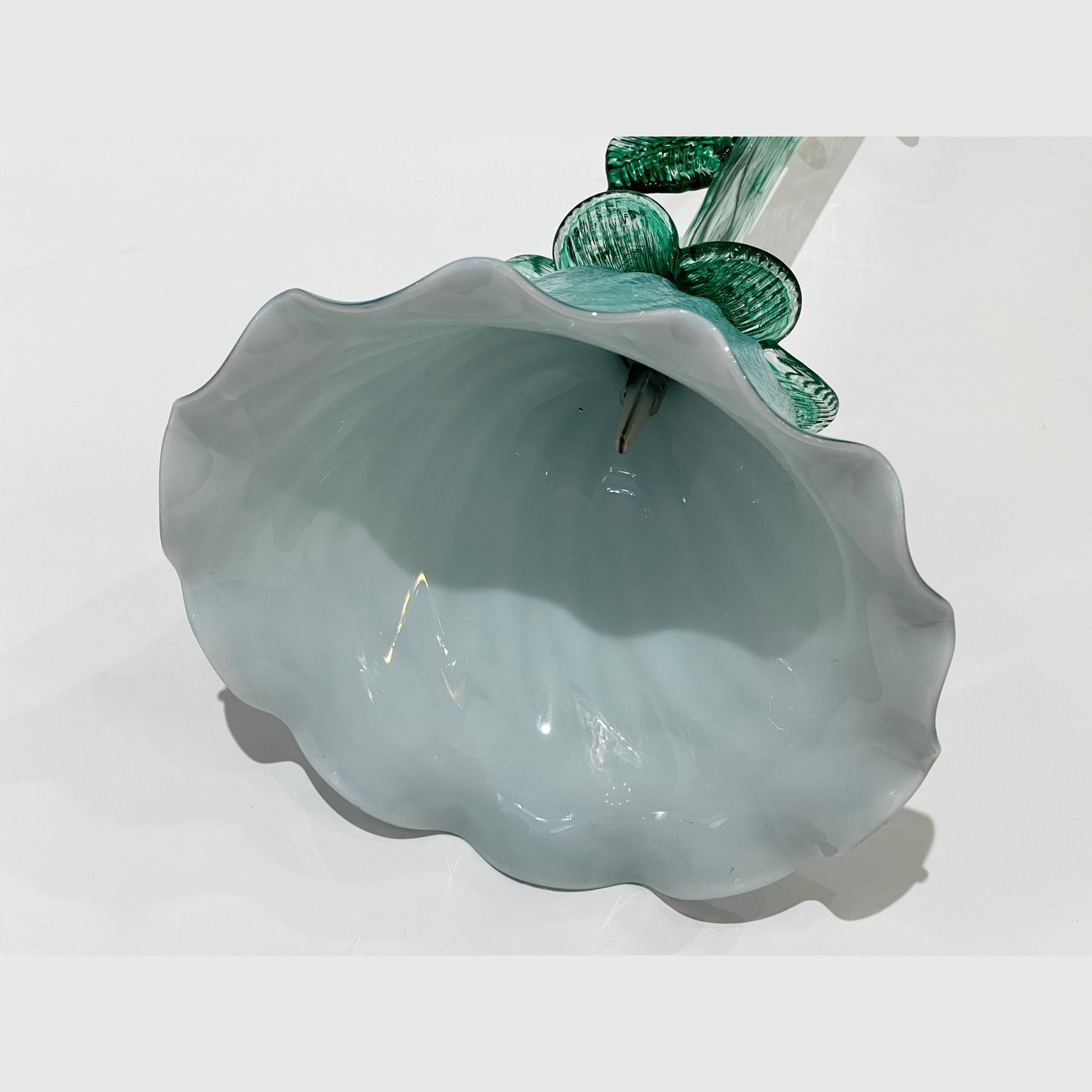 Italian Design Modern Aquamarine Green Art Glass Lit Flower Vase/Table Lamp