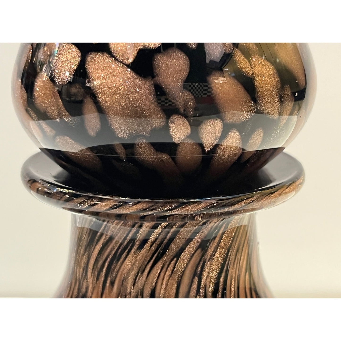 Italian Aventurine Vintage Murano Glass Black Copper Large Bottle with Stopper