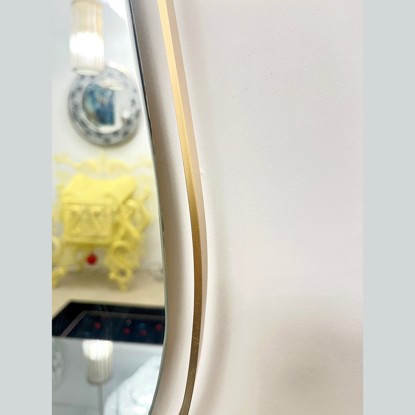 Modern Italian Minimalist Brass Mirror with Organic Asymmetric Curved Frame