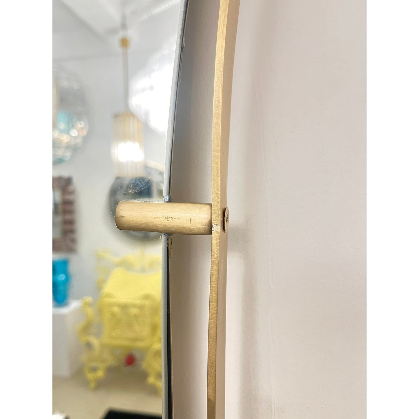 Modern Italian Minimalist Brass Mirror with Organic Asymmetric Curved Frame