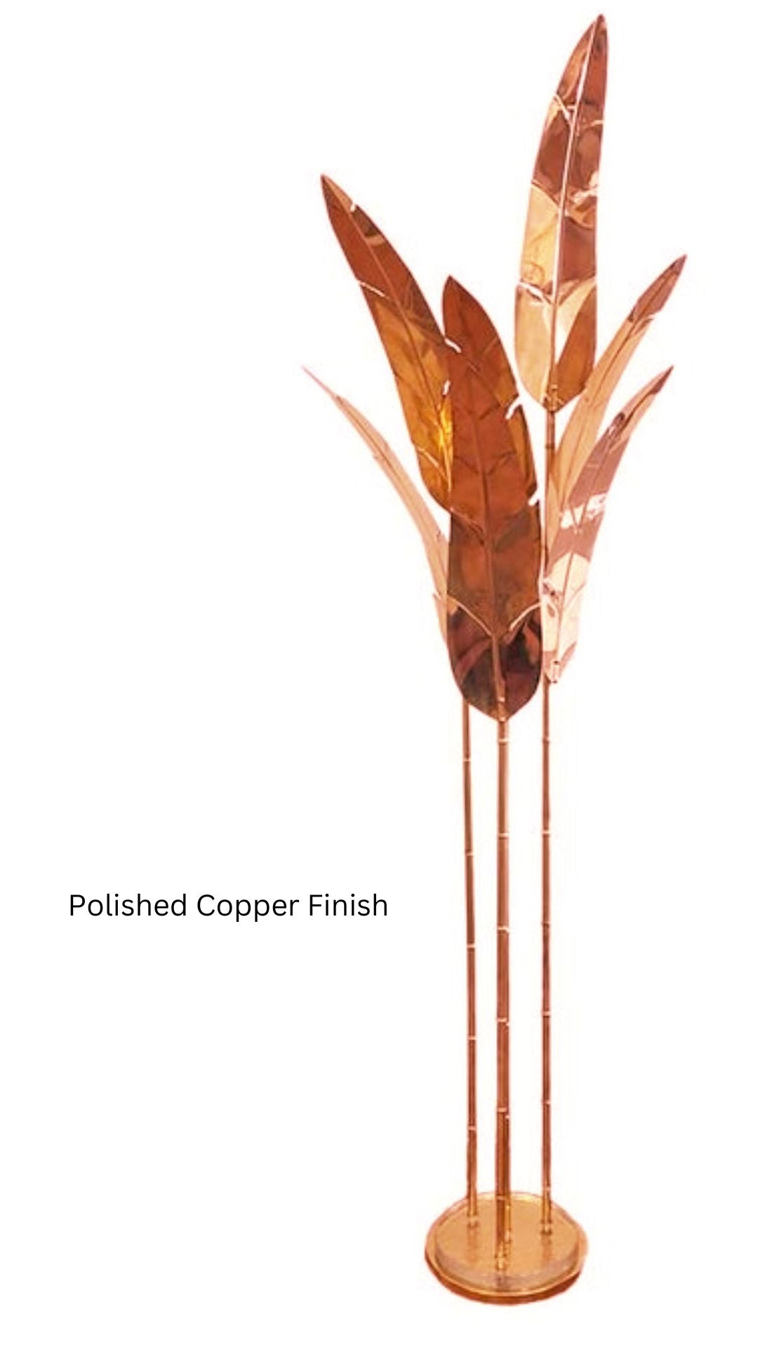 Contemporary Italian Art Deco 7-Leaf Palm Tree Organic Modern Brass Floor Lamp