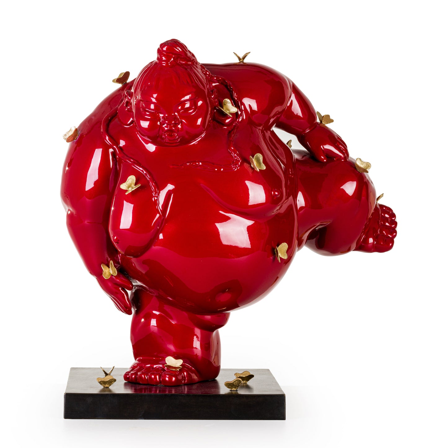 Contemporary Italian Paradox Resin Sculpture of Sumo Wrestler with Butterflies