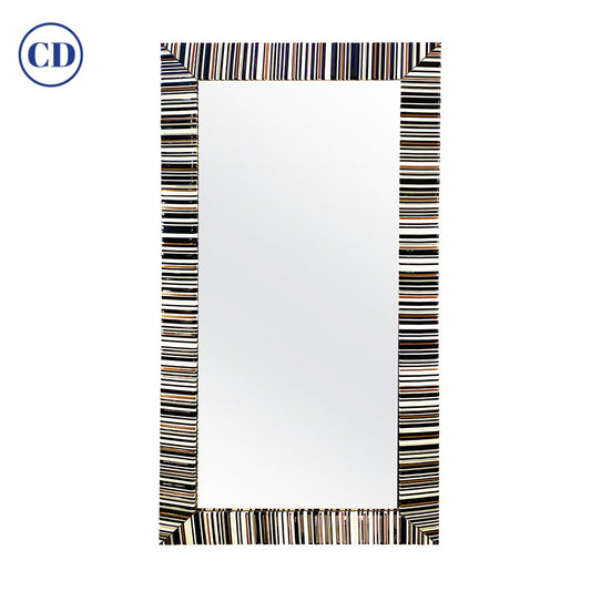 Contemporary Italian Black White Copper Geometric Murano Glass Modern Mirror