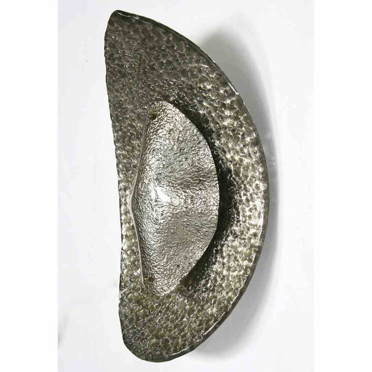 1990 Modern Italian Silver Finish Texture Murano Glass Sculptural Concave Sconce