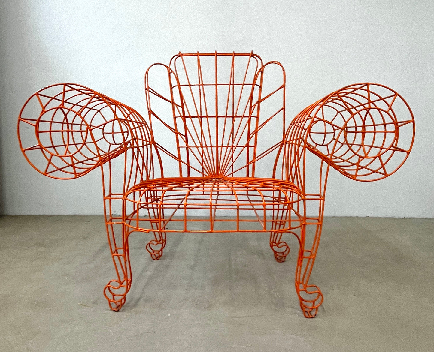 Spazzapan Italian Post-Modern Pop Art Orange Metal Sculpture Throne Armchair