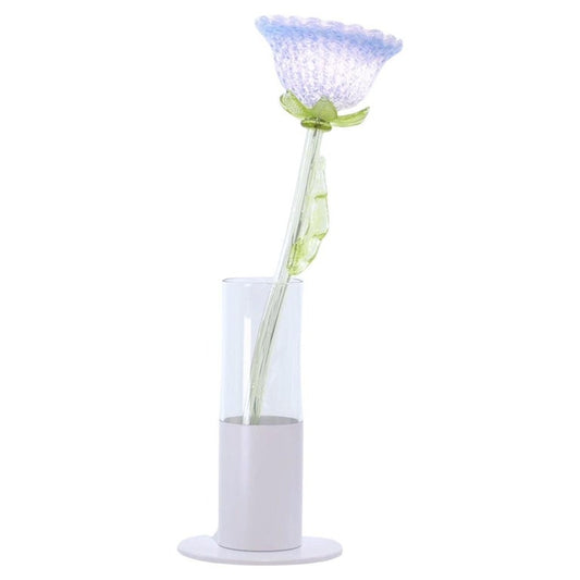 Italian Design Modern Periwinkle Purple Blue Glass Lit Flower Vase/Table Lamp