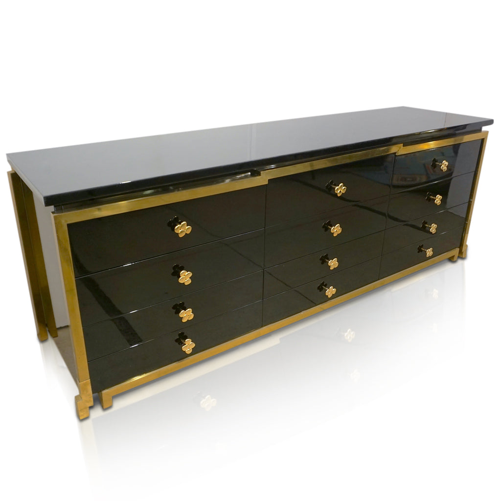1970s Italian Vintage Studio A Brass & Black Lacquer 12-Drawer Dresser – Cosulich Interiors & Antiques