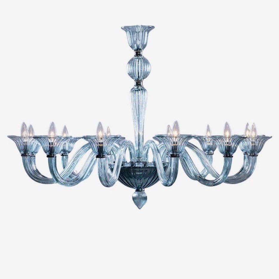Contemporary Minimalist Italian 8-Arm Crystal Murano Glass