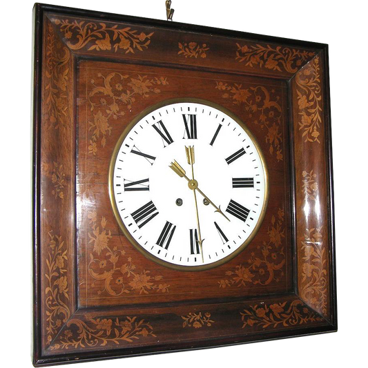 1830s French Charles X Inlaid Wall Clock - Cosulich Interiors & Antiques
