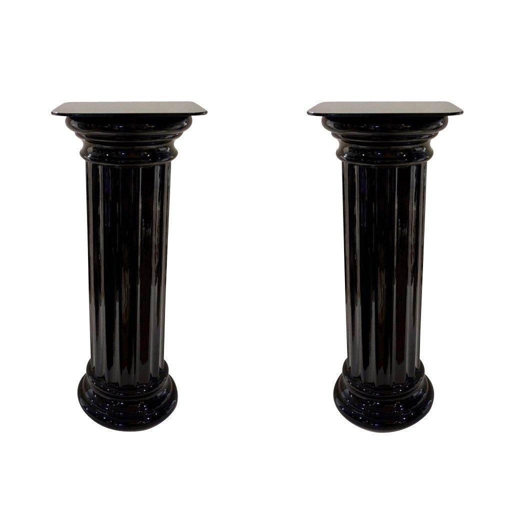 1960s Rare Italian Art Deco Black Glass Round Column - Cosulich Interiors & Antiques