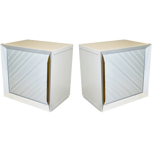 Frigerio 1970s Italian Pair of White Lacquered Wood Side Tables / Nightstands - Cosulich Interiors & Antiques