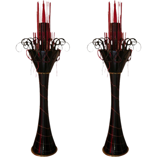 1980s One-of-a-Kind Red and Black Murano Glass Pair of Floor Lamps - Cosulich Interiors & Antiques