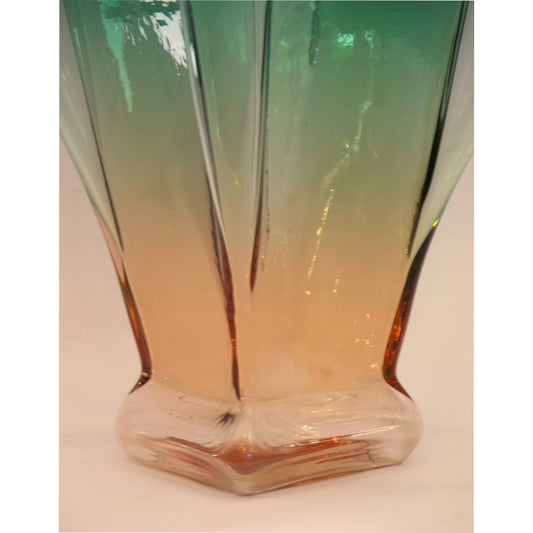 1980s Toni Zuccheri for Venini Green and Orange Murano Glass Vase - Cosulich Interiors & Antiques
