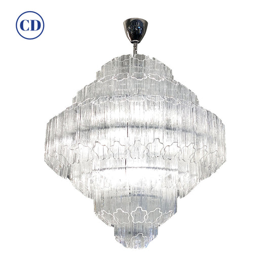 Bespoke Italian Art Deco Design Crystal Murano Glass Nickel Modern Chandelier