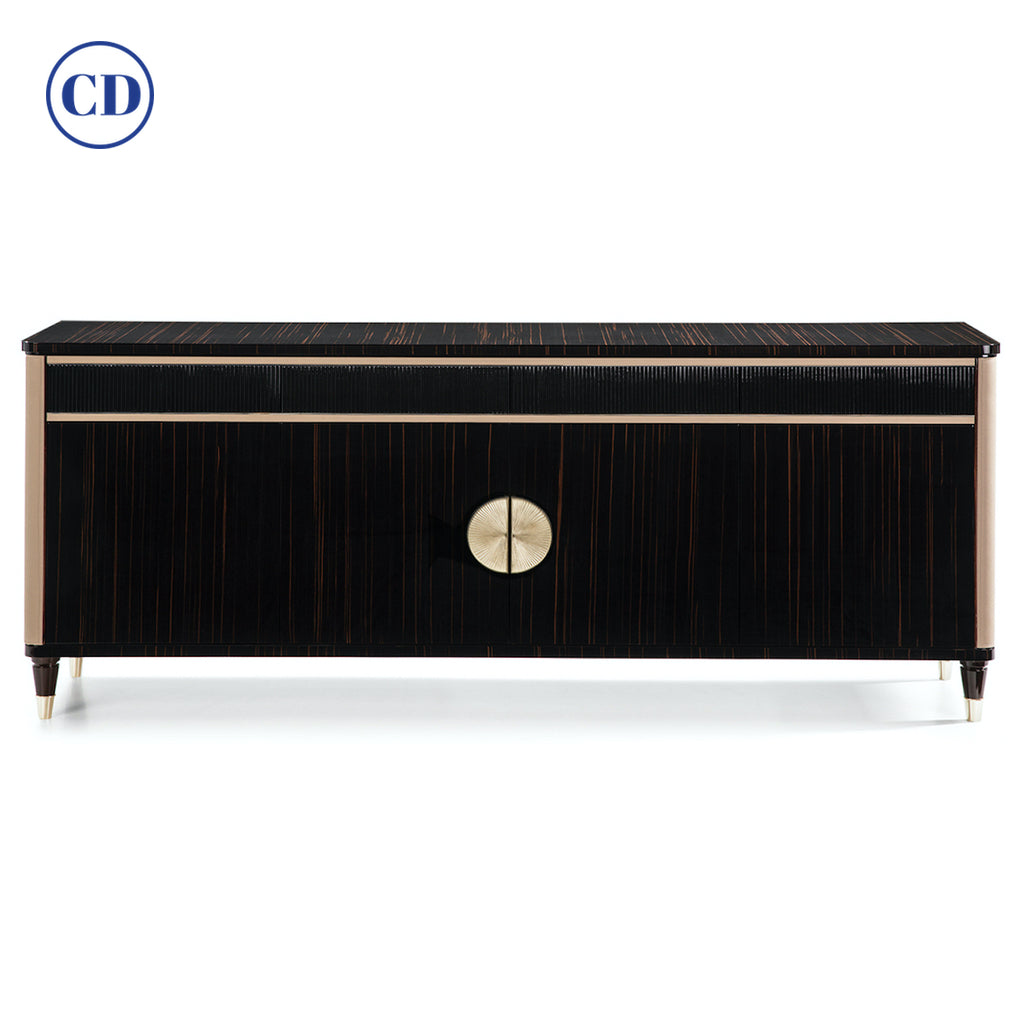 Bespoke Art Deco Design Handmade Katalox wood & Leather 4-Drawer Sideboard