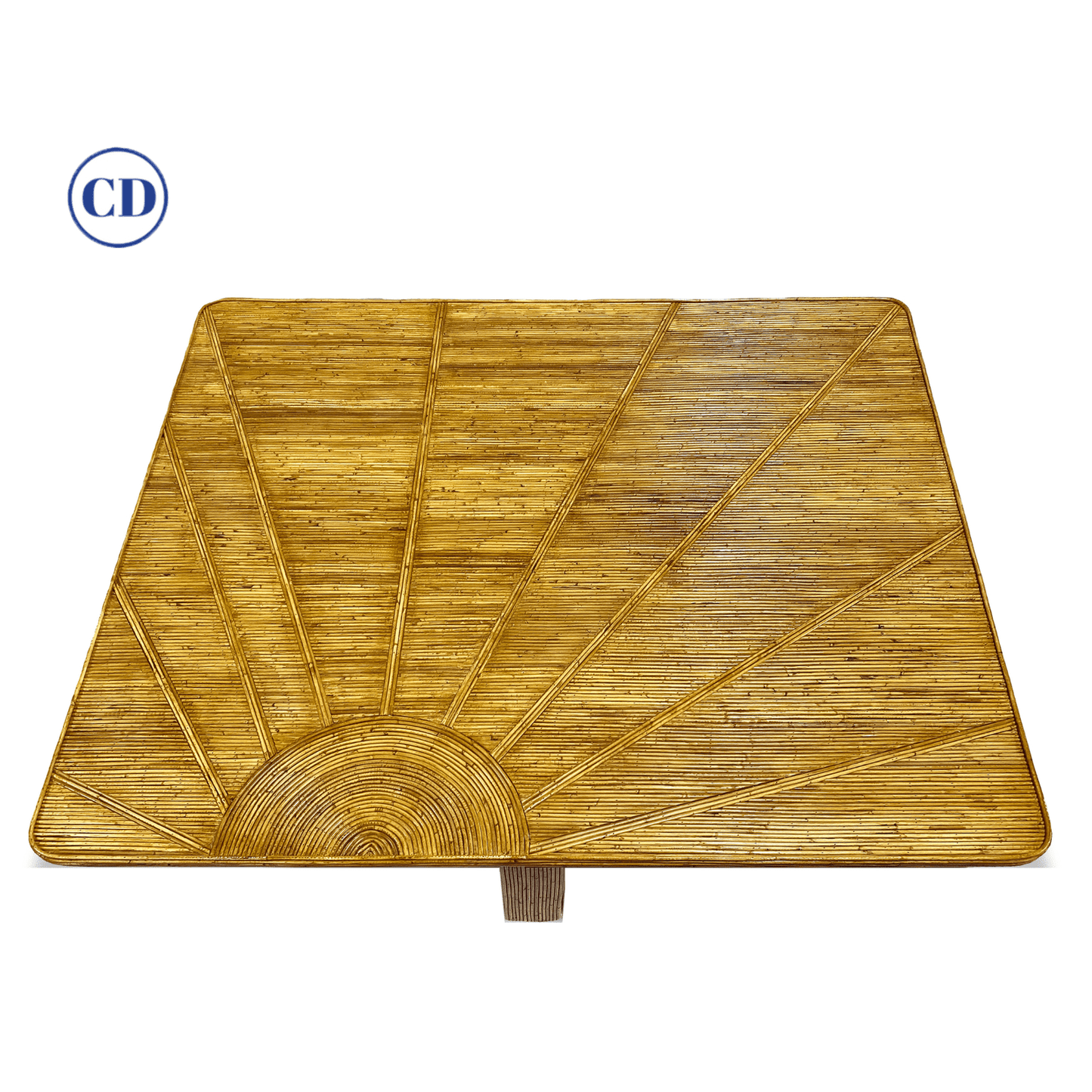 Italian Minimalist Custom Sun Decor Rectangular Golden Rattan Coffee Sofa Table