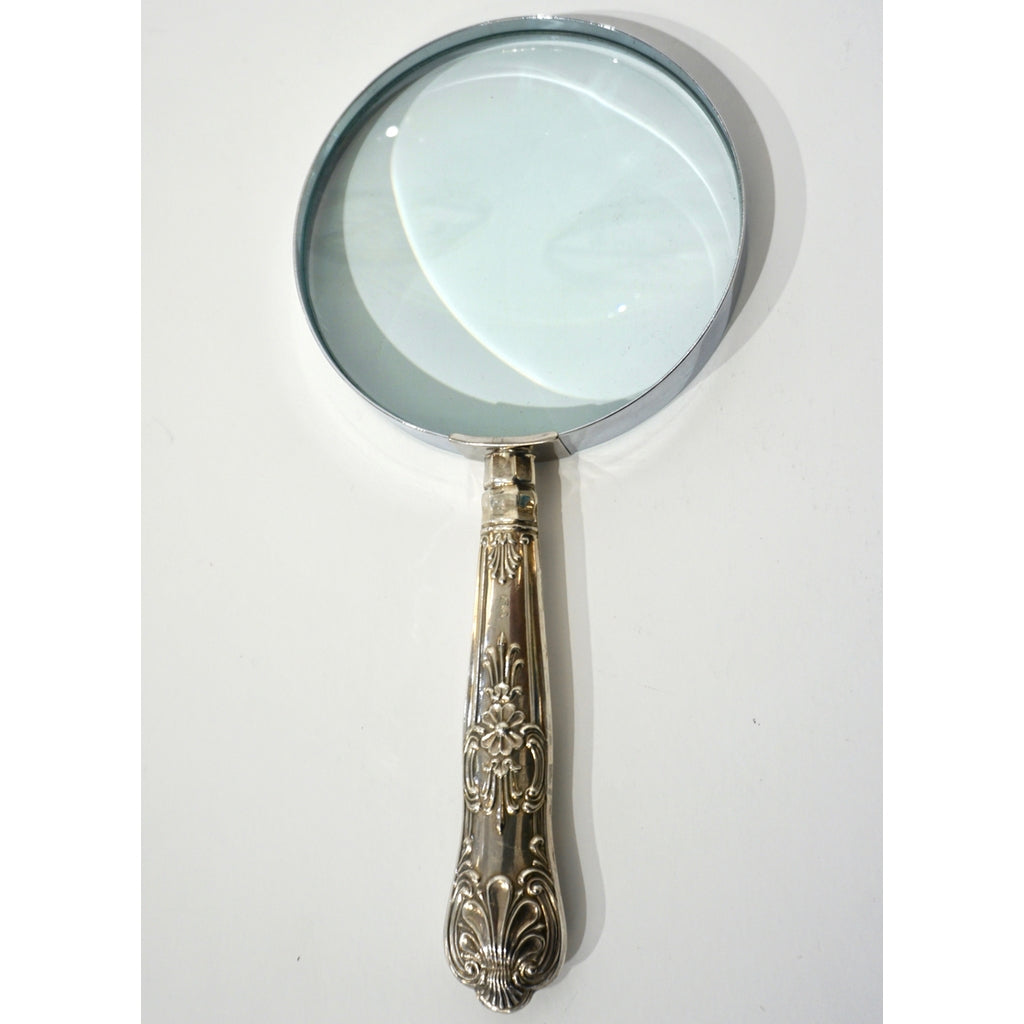 English Art Nouveau Sheffield Sterling Silver Mounted Large Magnifying Glass