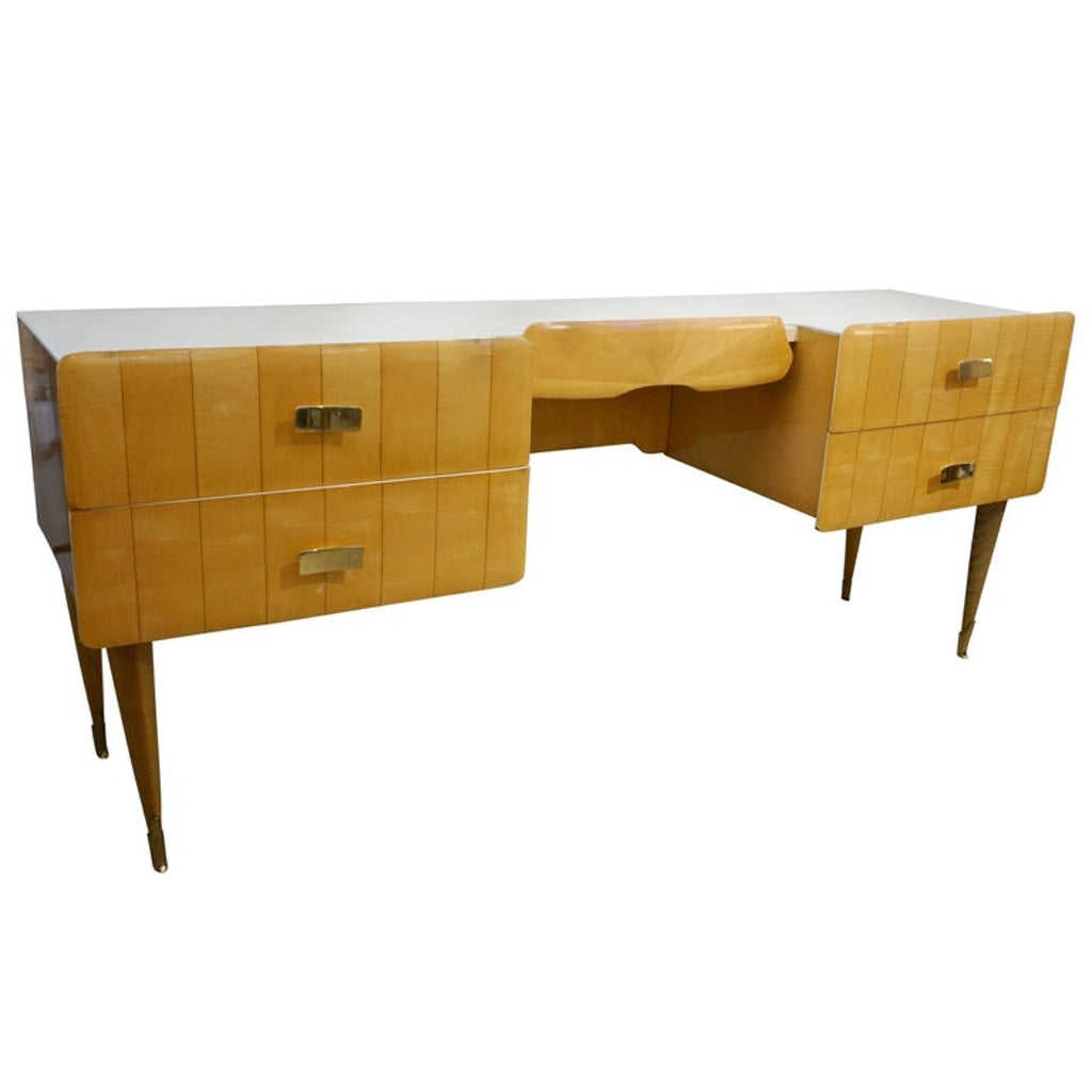 1950s Pier Luigi Colli Vintage Italian Design Cream & Honey Ashwood Modern Desk