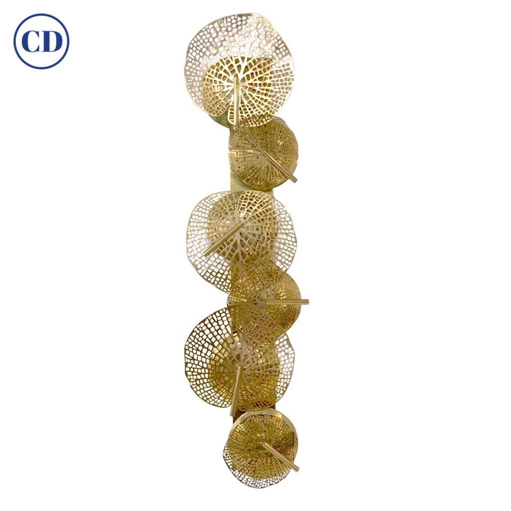 Contemporary Organic Italian Art Design Perforated Brass Leaf Sconce