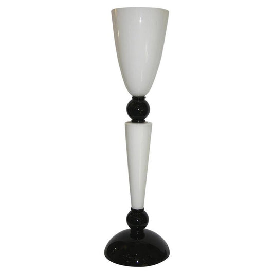 Alberto Dona Monumental Art Deco Black & White Murano Glass Table/Floor Lamp