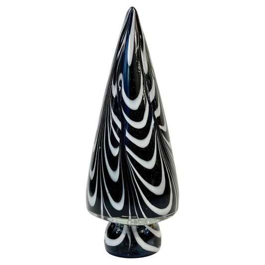 1980 Formia Italian Vintage White Black Clear Murano Glass Tree Modern Sculpture