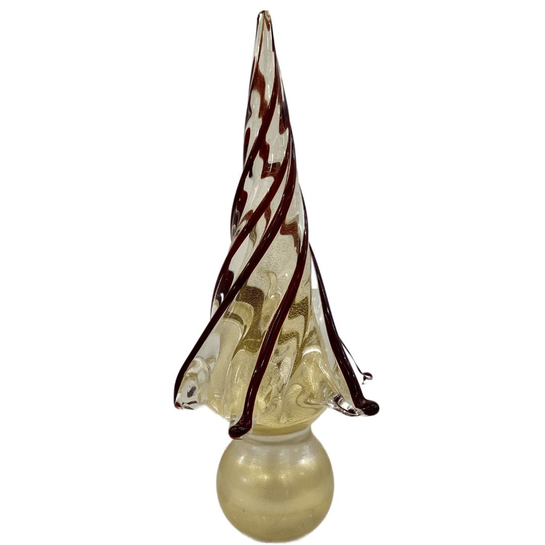 Formia Italian Vintage Wine Red Gold Murano Glass Christmas Tree Sculpture