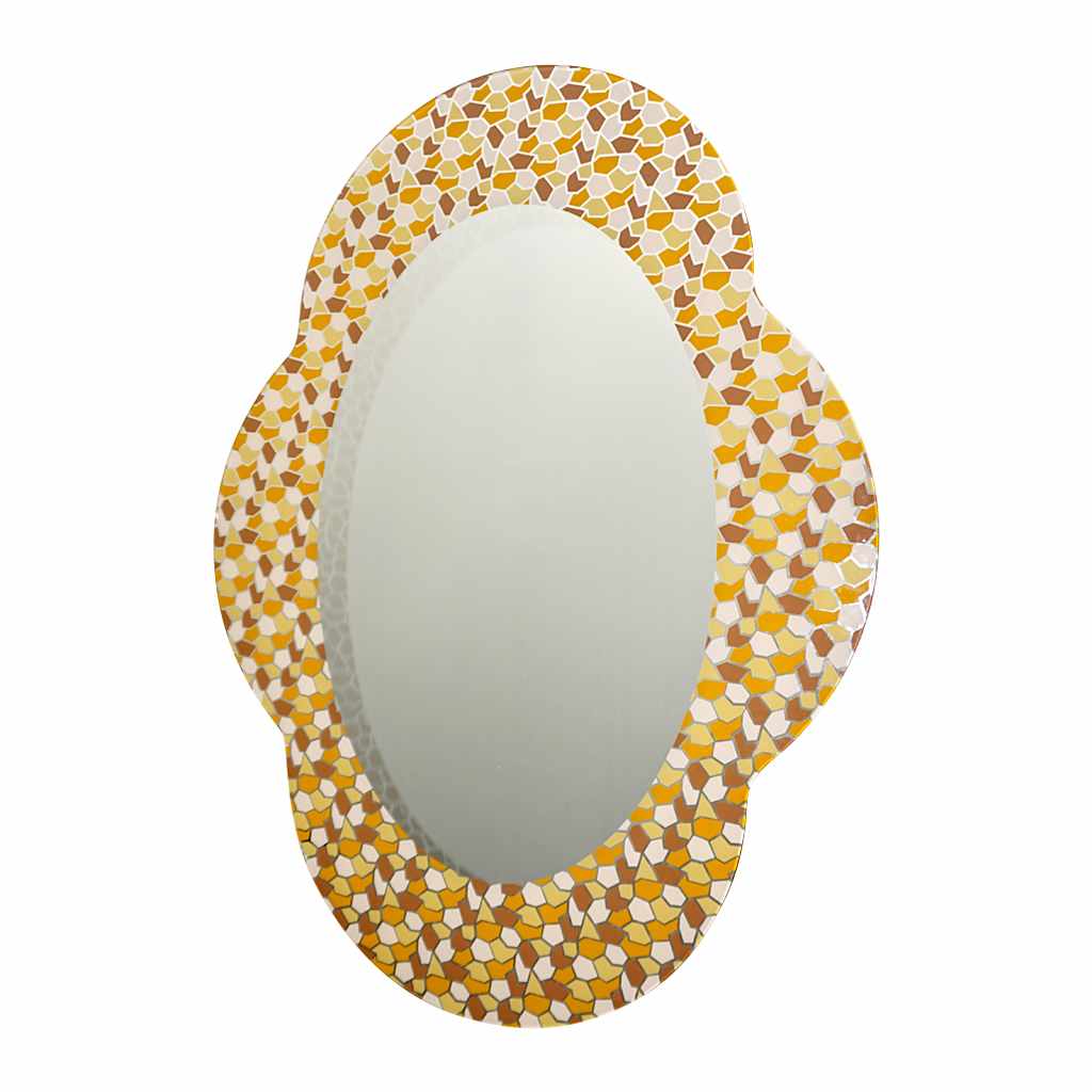 2000 Alessandro Mendini for Glas Italia Postmodern Orange Yellow Brown Mirror - Cosulich Interiors & Antiques