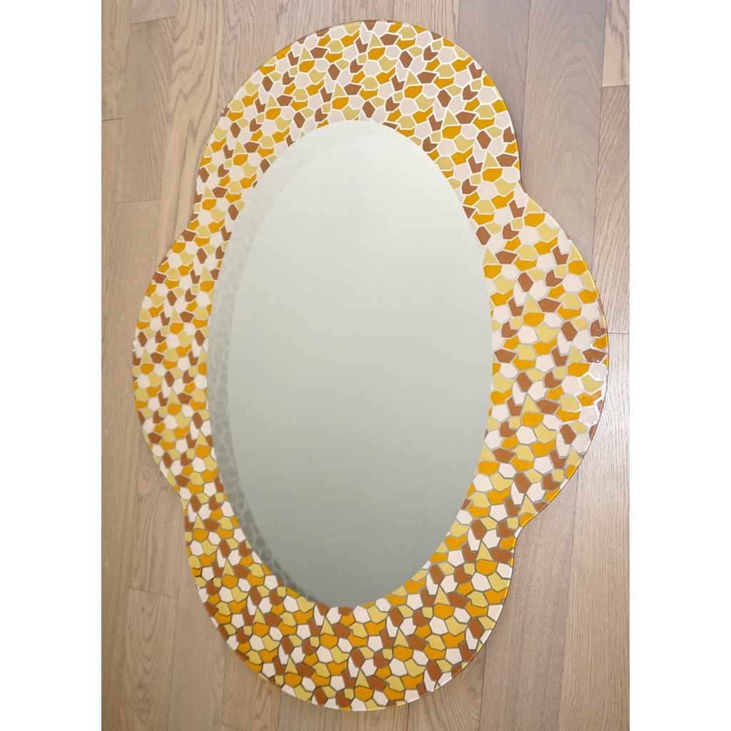 2000 Alessandro Mendini for Glas Italia Postmodern Orange Yellow Brown Mirror - Cosulich Interiors & Antiques