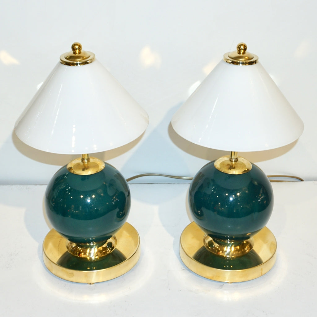 Vintage glass Egg Lamp, made in Holland, Desk Light, Table lamp, white  glass Shade, Dutch design, 1980s, murano glass style
