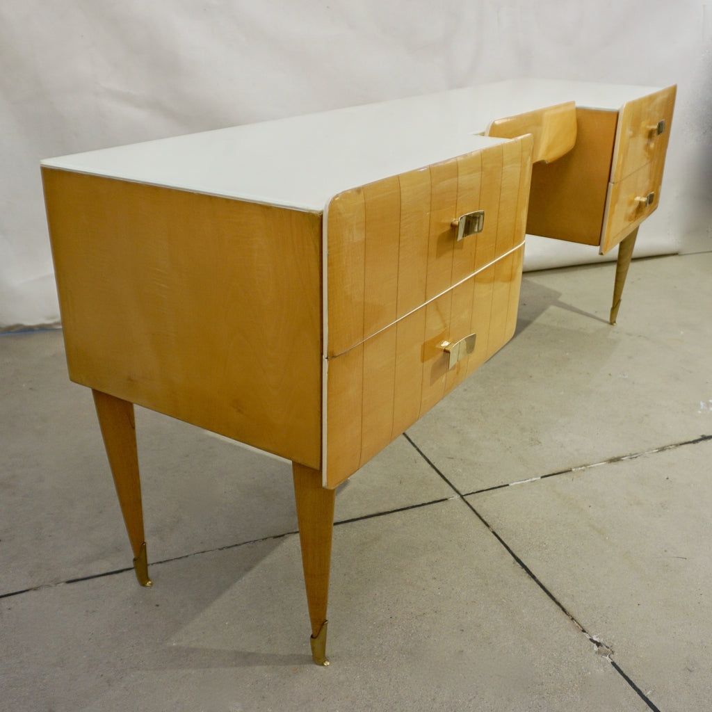 1950s Pier Luigi Colli Vintage Italian Design Cream & Honey Ashwood Modern Desk