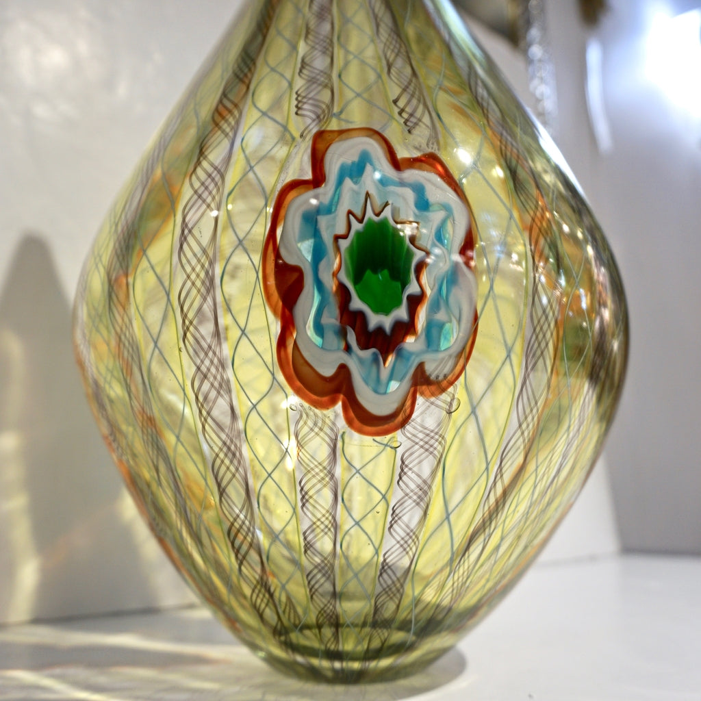 F. Tagliapietra Italian Green Yellow Orange Murano Glass