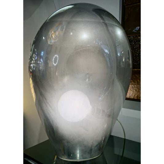 1970s V. Nason Italian Vintage Cast Silver Mirror Glass Abstract Sculpture Lamp