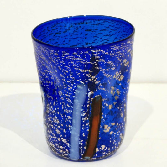 Modern Italian Multicolor Blown Murano Glass Set of 6 Drinking Tumblers Cups
