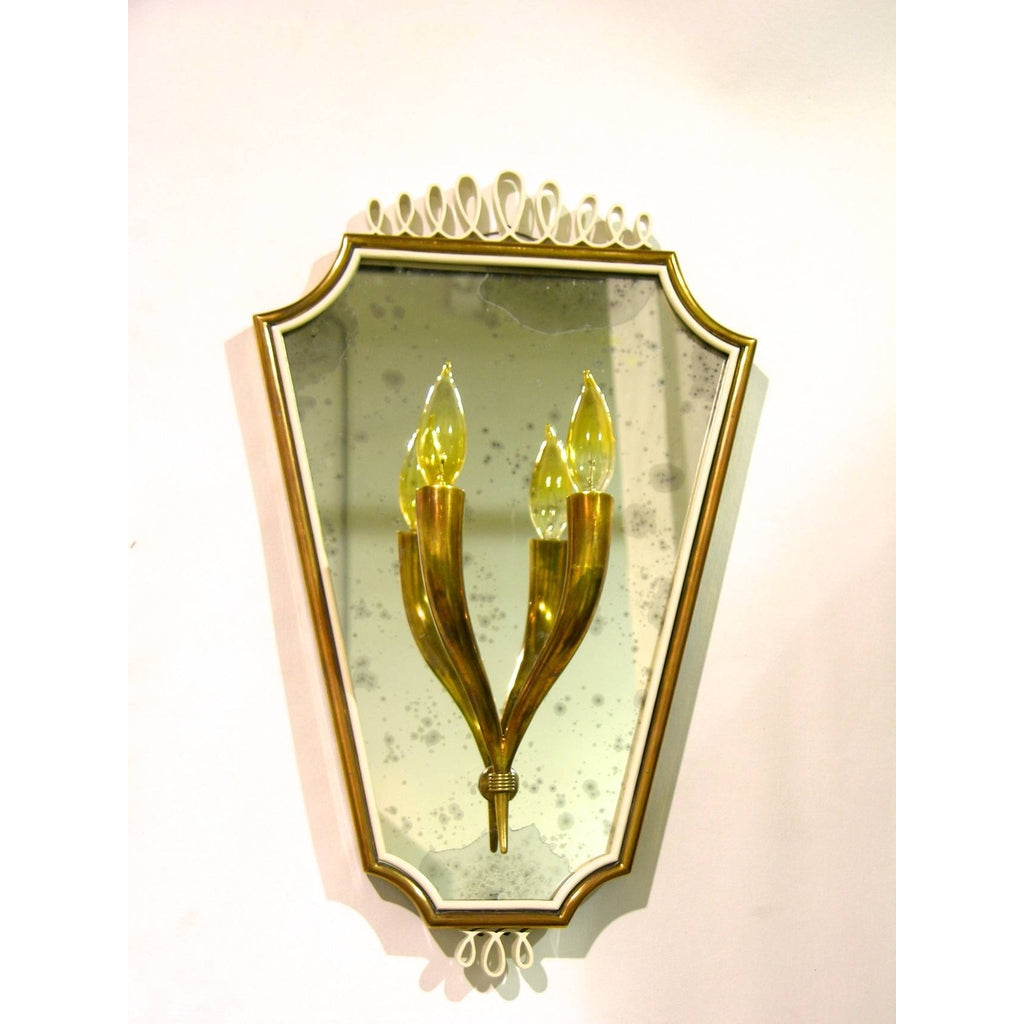 1940s Pair of Italian Mirrored Wall Lights