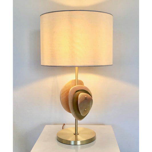 Bespoke Italian Organic Modern Amber Onyx Satin Brass Satellite Table Lamp