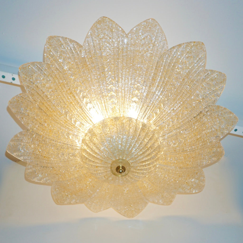 Barovier Toso Style Italian Gold Textured Murano Glass