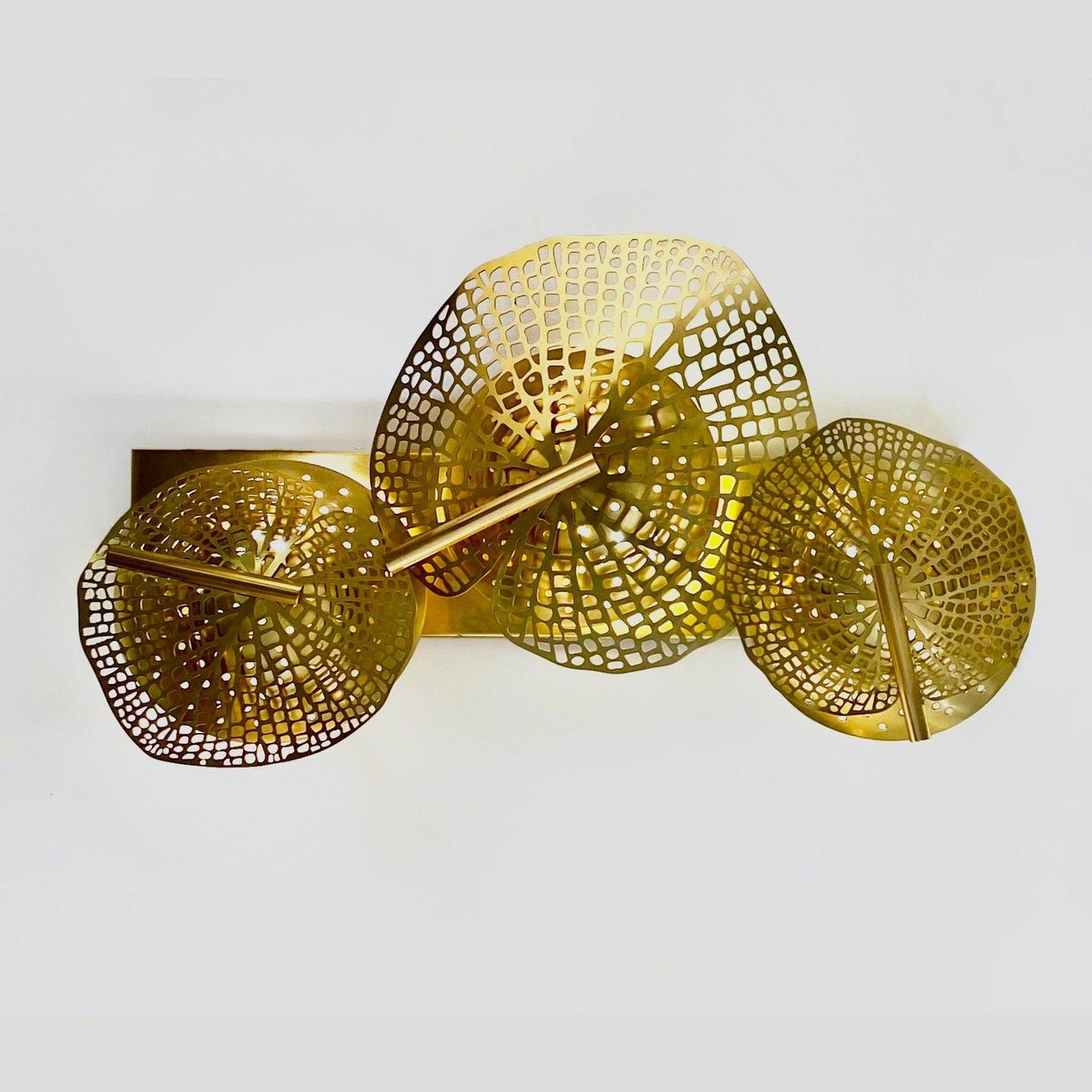 Contemporary Bespoke Organic Italian Art Design Perforated Brass Leaf Sconce